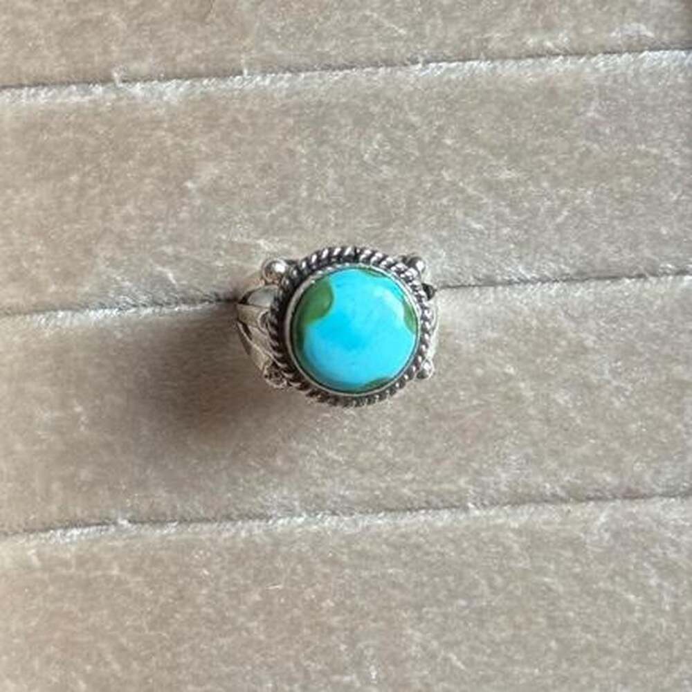 Navajo Handmade Sonoran Gold Turquoise Sterling Silver Ring